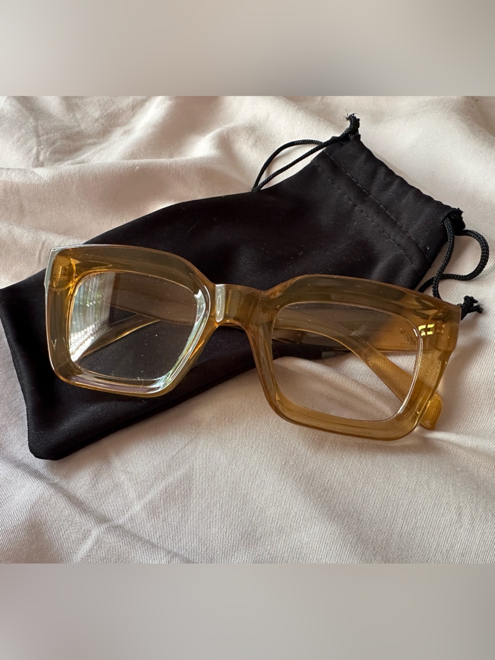 Stylish Amber Square Frame Glasses - Women Accessories